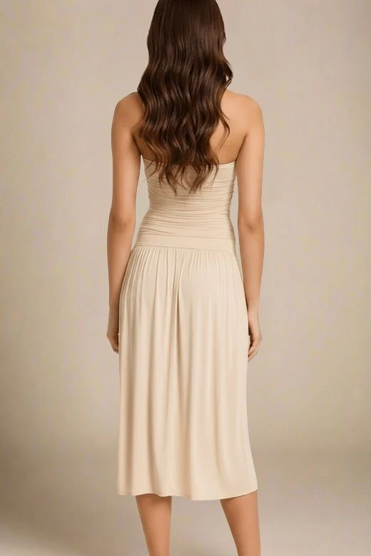 North Bodycon Wrap Midi Dress - Beige (Sale) - Image 2