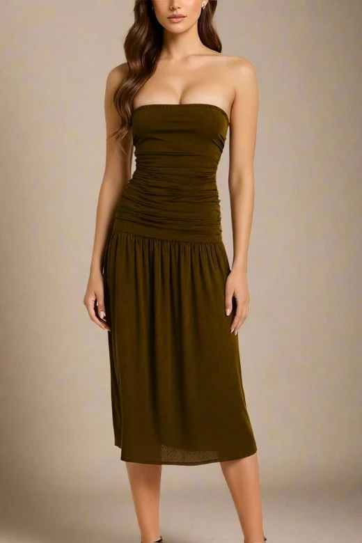 North Bodycon Wrap Midi Dress - Chocolate Brown (Sale) - Image 3