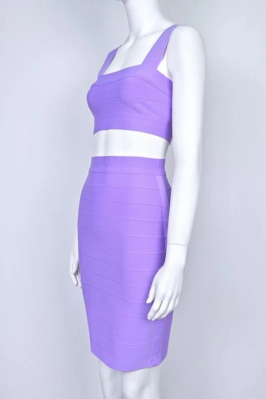 Ophelia Bandage Crop Top and Skirt Set - Violet - Image 6