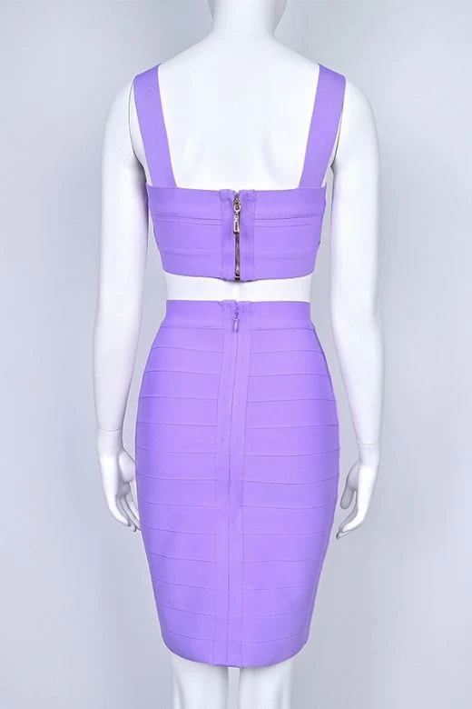 Ophelia Bandage Crop Top and Skirt Set - Violet - Image 7