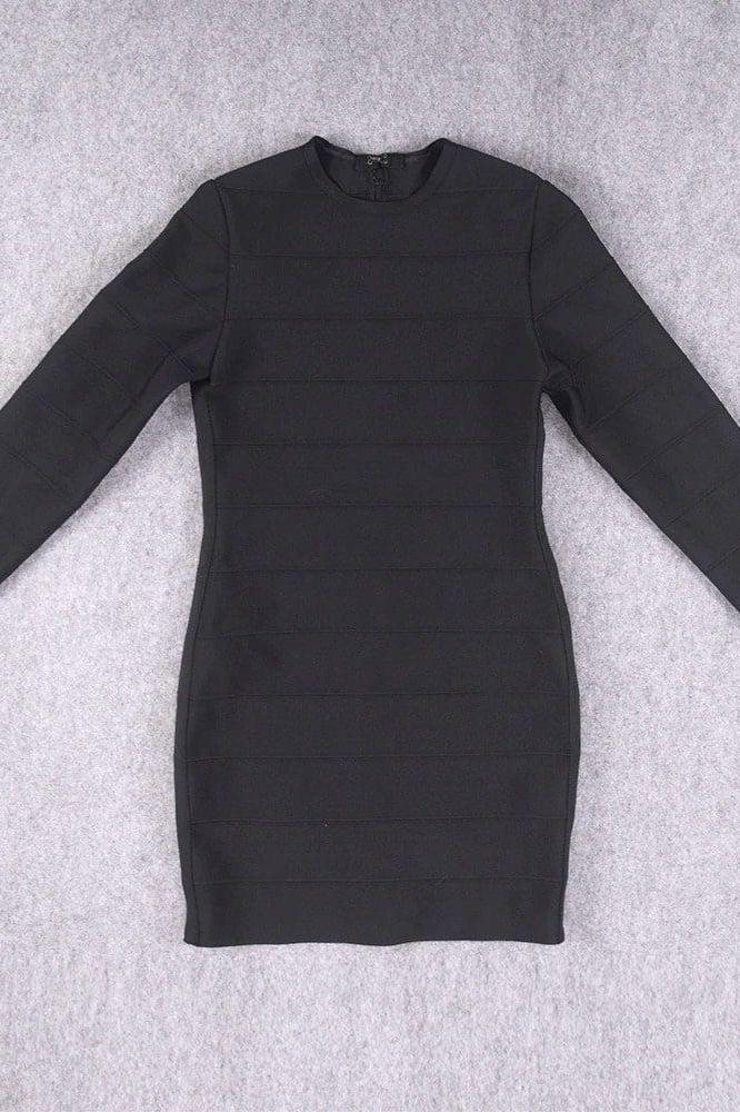 Pamela Long Sleeve Bandage Mini Dress - Classic Black - Image 6
