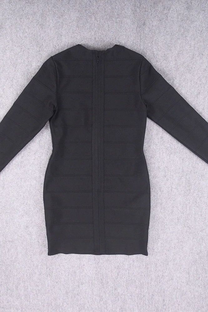 Pamela Long Sleeve Bandage Mini Dress - Classic Black - Image 7
