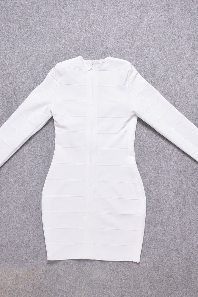 Pamela Long Sleeve Bandage Mini Dress - White Pearl - Image 7