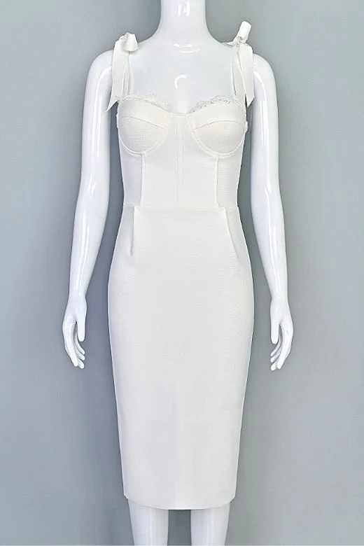 Payton Bandage Dress - White Pearl - Image 7