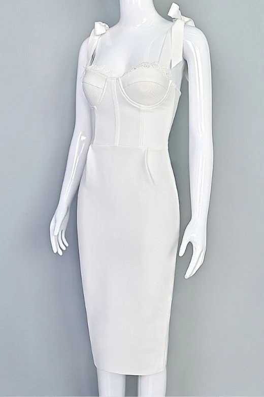 Payton Bandage Dress - White Pearl - Image 8