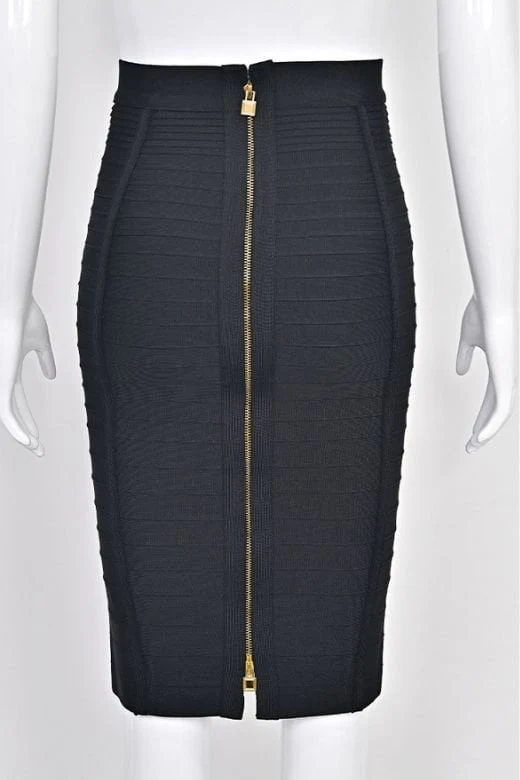 Pencil Bandage Knitted Knee Length Skirt - Red Wine - Image 5