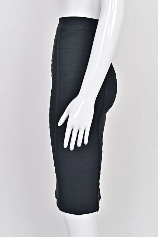 Pencil Bandage Knitted Knee Length Skirt - Red Wine - Image 7