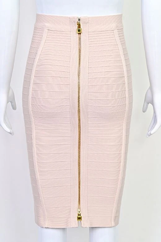 Pencil Bandage Knitted Knee Length Skirt - Cream - Image 6