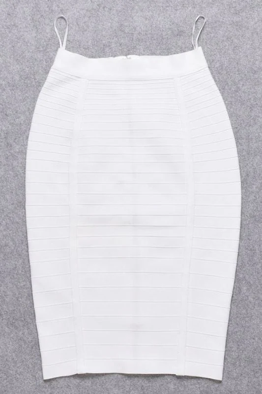 Leni Bandage Top and Knee Length Skirt Set - White Pearl - Image 9