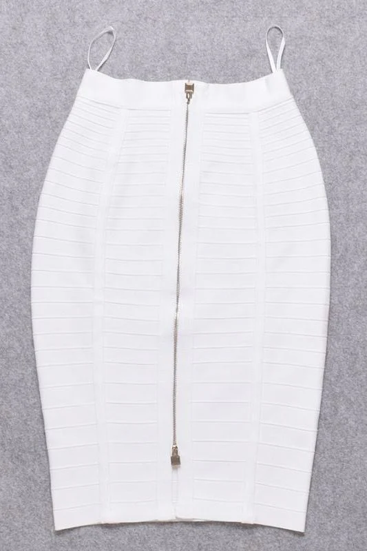 Leni Bandage Top and Knee Length Skirt Set - White Pearl - Image 10