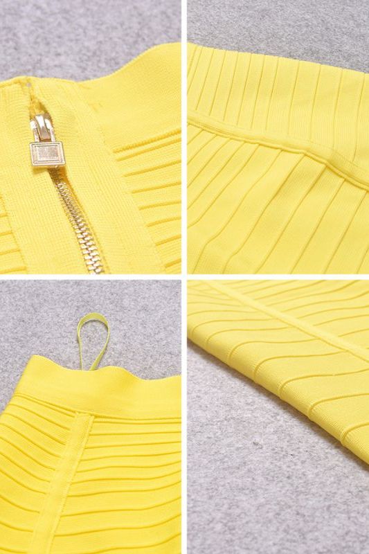 Pencil Bandage Knitted Knee Length Skirt - Sun Yellow - Image 7