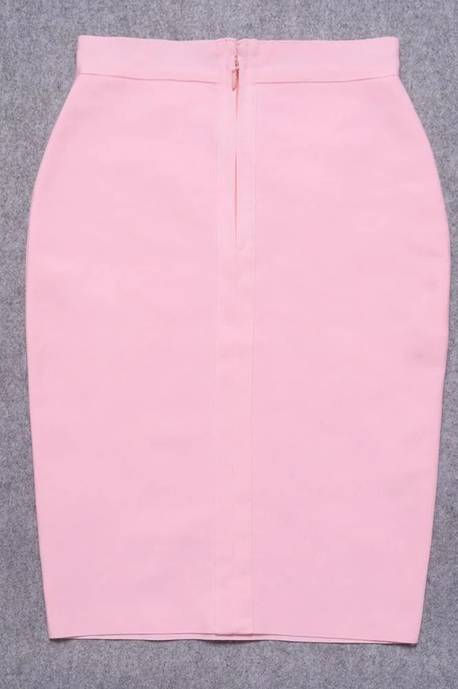 Pencil High Waist Bandage Knee Length Skirt - Blush Pink - Image 10