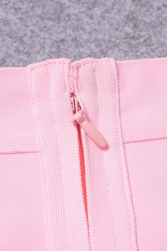 Pencil High Waist Bandage Knee Length Skirt - Blush Pink - Image 11