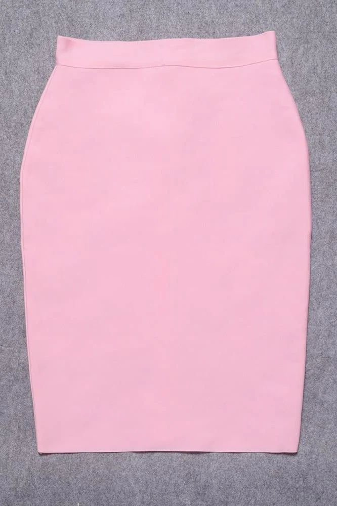 Pencil High Waist Bandage Knee Length Skirt - Blush Pink - Image 9