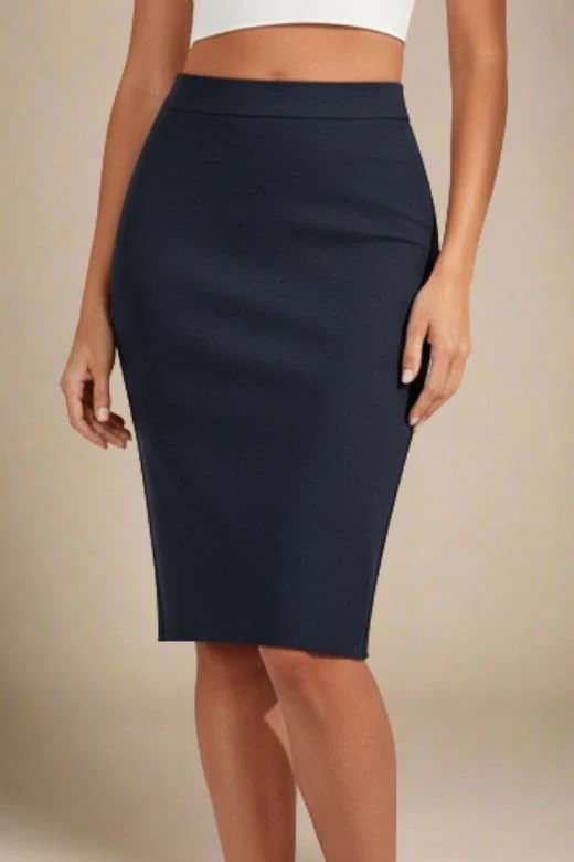 Pencil High Waist Bandage Knee Length Skirt - Classic Black - Image 2
