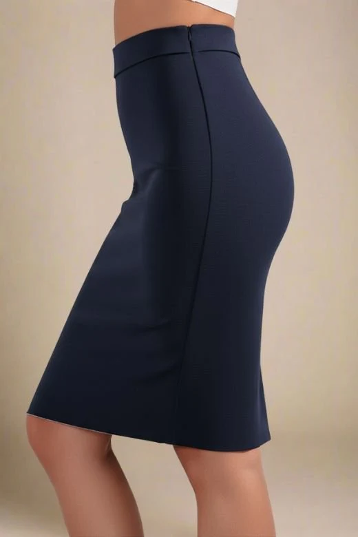 Pencil High Waist Bandage Knee Length Skirt - Classic Black - Image 3