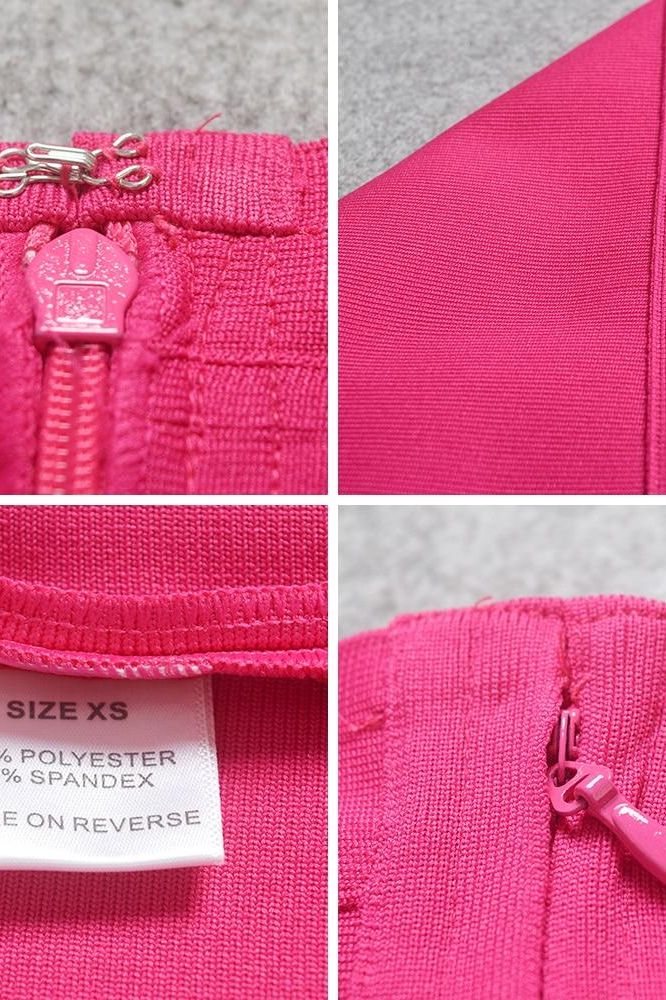 Pencil High Waist Bandage Knee Length Skirt - Hot Pink - Image 12