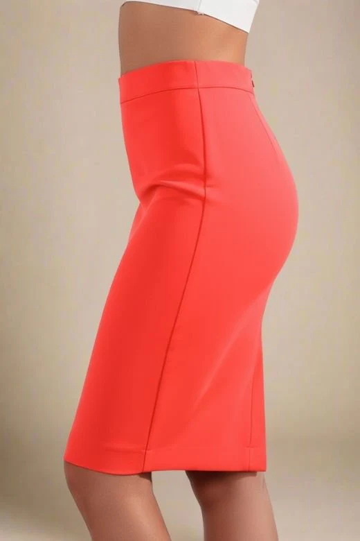 Pencil High Waist Bandage Knee Length Skirt - Lipstick Red - Image 3