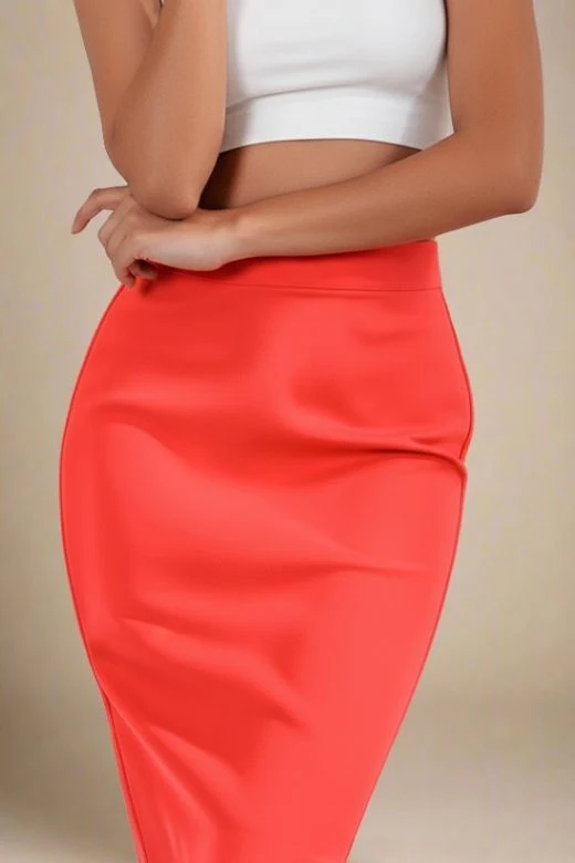 Pencil High Waist Bandage Knee Length Skirt - Lipstick Red - Image 5