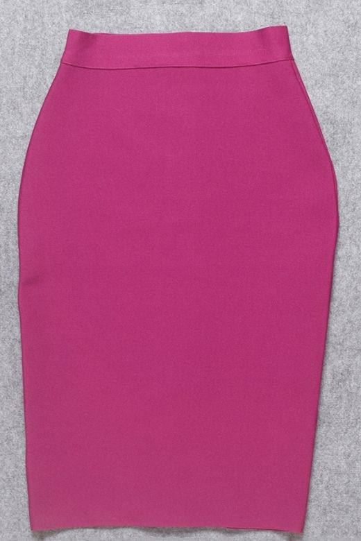 Pencil High Waist Bandage Knee Length Skirt - Magenta Pink - Image 10