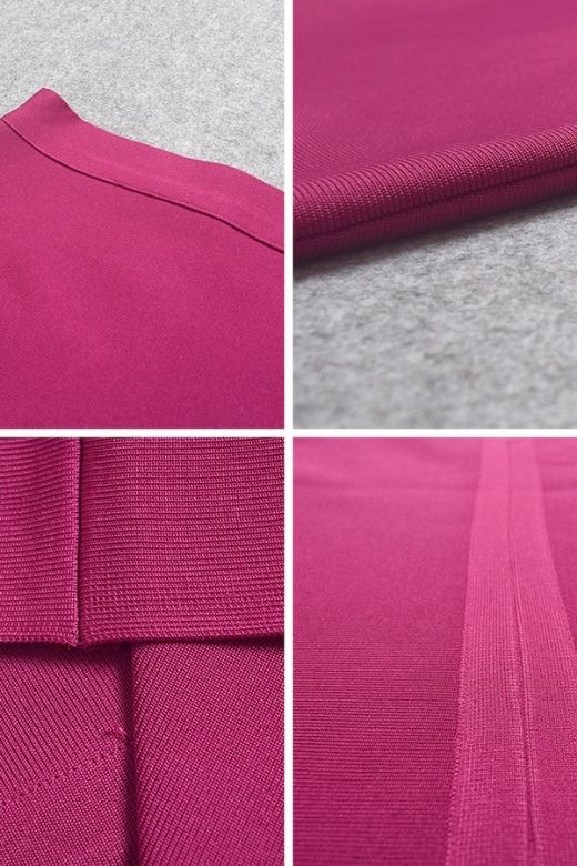 Pencil High Waist Bandage Knee Length Skirt - Magenta Pink - Image 12