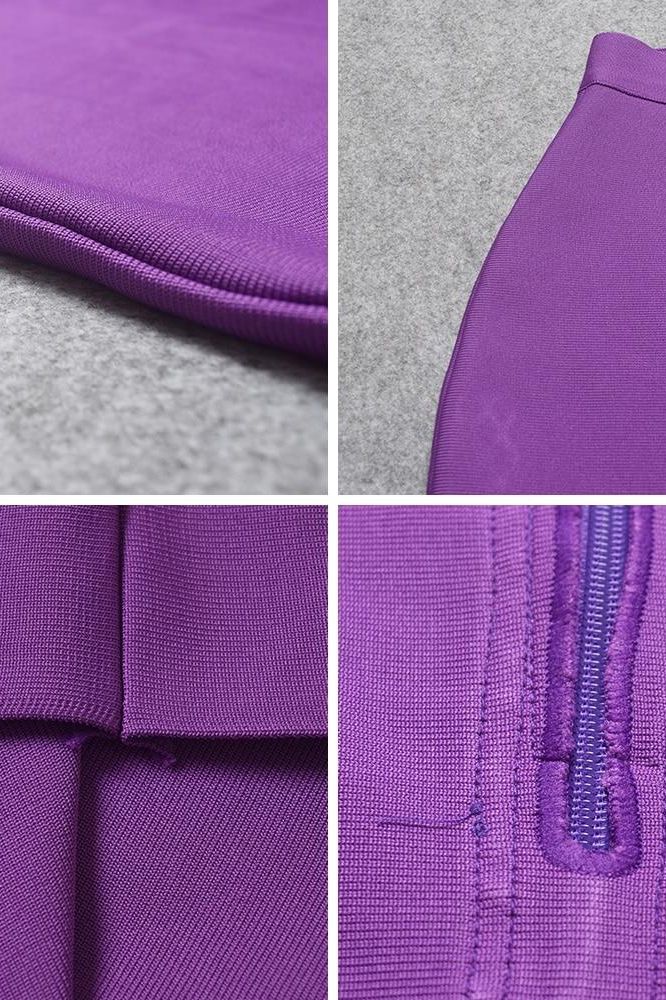 Pencil High Waist Bandage Knee Length Skirt - Plum Purple - Image 11