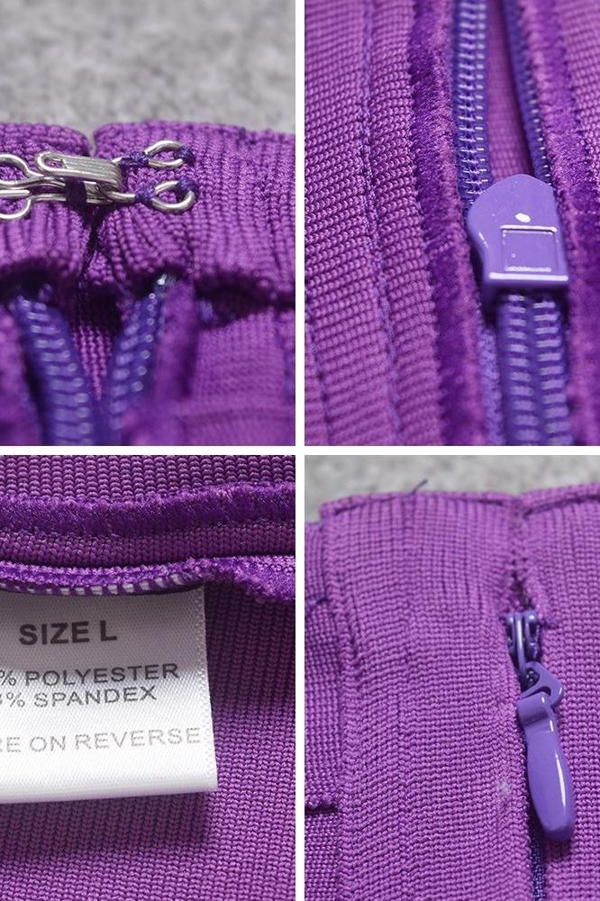 Pencil High Waist Bandage Knee Length Skirt - Plum Purple - Image 12