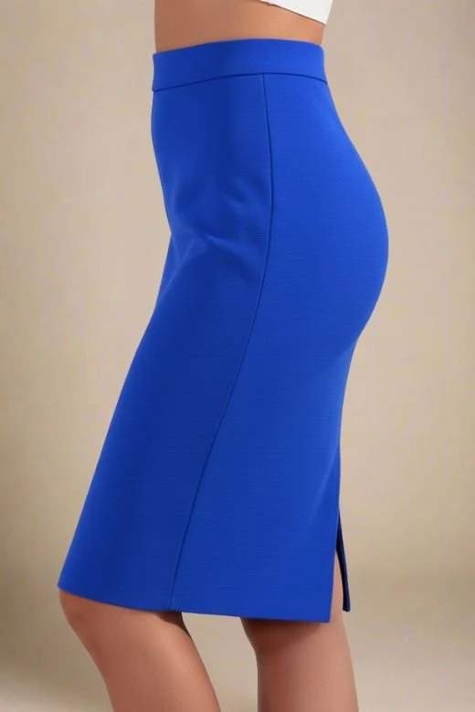 Pencil High Waist Bandage Knee Length Skirt - Royal Blue - Image 3