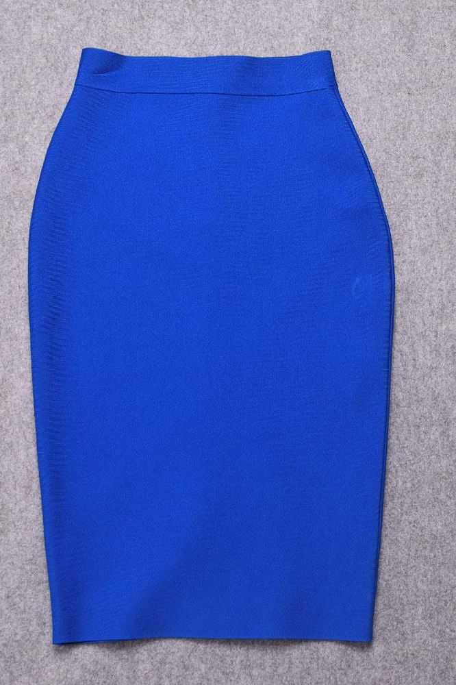 Pencil High Waist Bandage Knee Length Skirt - Royal Blue - Image 8