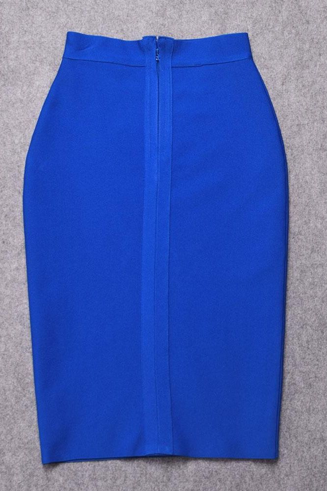Pencil High Waist Bandage Knee Length Skirt - Royal Blue - Image 9