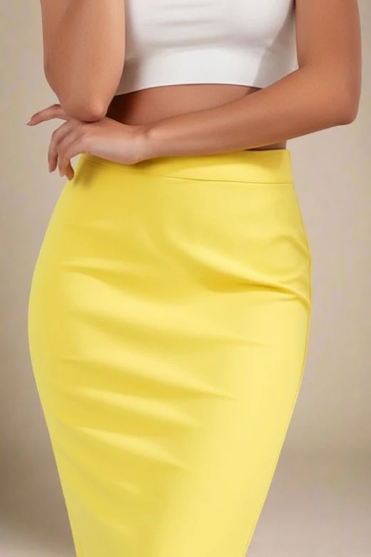 Pencil High Waist Bandage Knee Length Skirt - Sun Yellow - Image 4