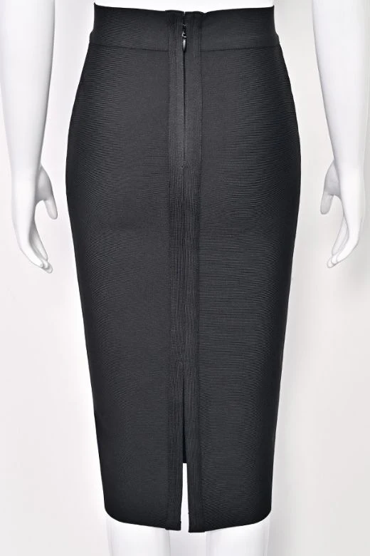 Pencil High Waist Bandage Midi Skirt - Classic Black - Image 8