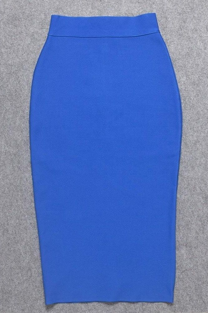 Pencil High Waist Bandage Midi Skirt - Royal Blue - Image 11