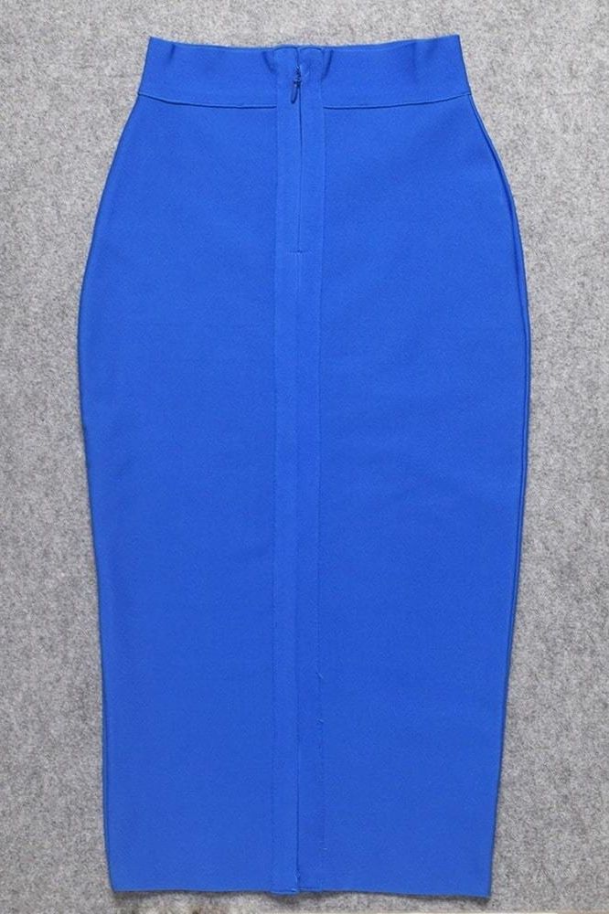 Pencil High Waist Bandage Midi Skirt - Royal Blue - Image 12