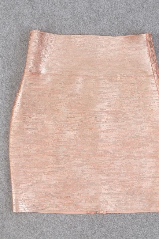 Pencil High Waist Bandage Metallic Mini Skirt - Baby Pink - Image 8