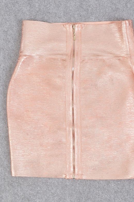 Pencil High Waist Bandage Metallic Mini Skirt - Baby Pink - Image 9