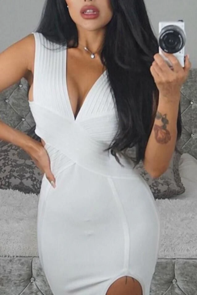 Pia Bandage Dress - White Pearl - Image 7