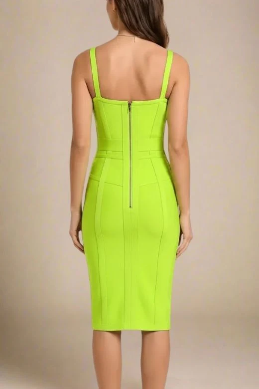 Pip Bandage Corset Dress - Neon Green - Image 3