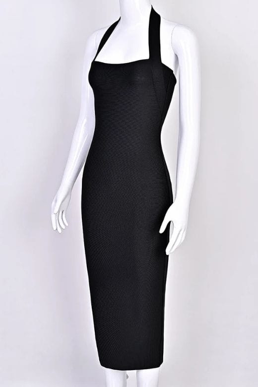 Raya Bodycon Midi Dress - Classic Black - Image 11