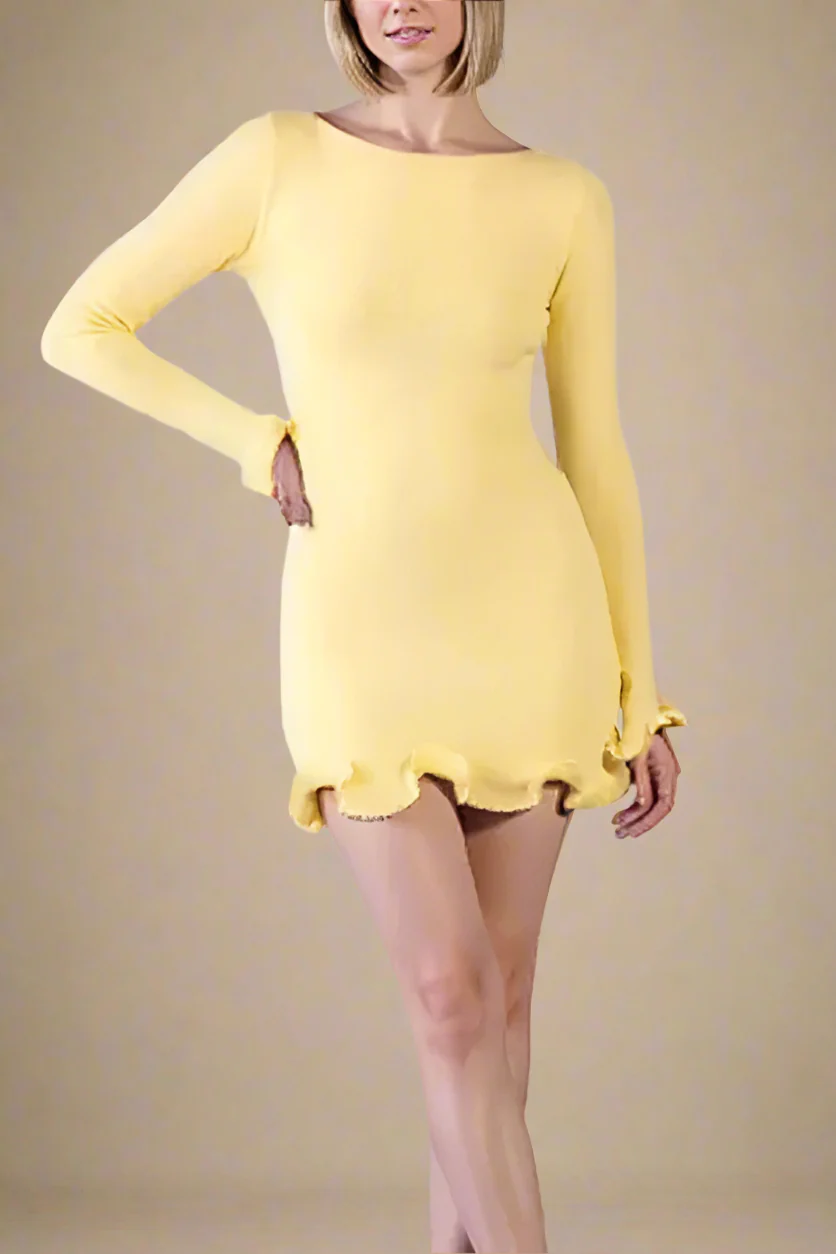 Regina Long Sleeve Mini Dress - Sun Yellow (Sale)