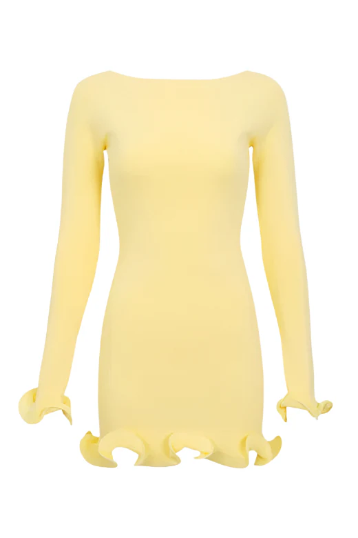 Regina Long Sleeve Mini Dress - Sun Yellow (Sale) - Image 2