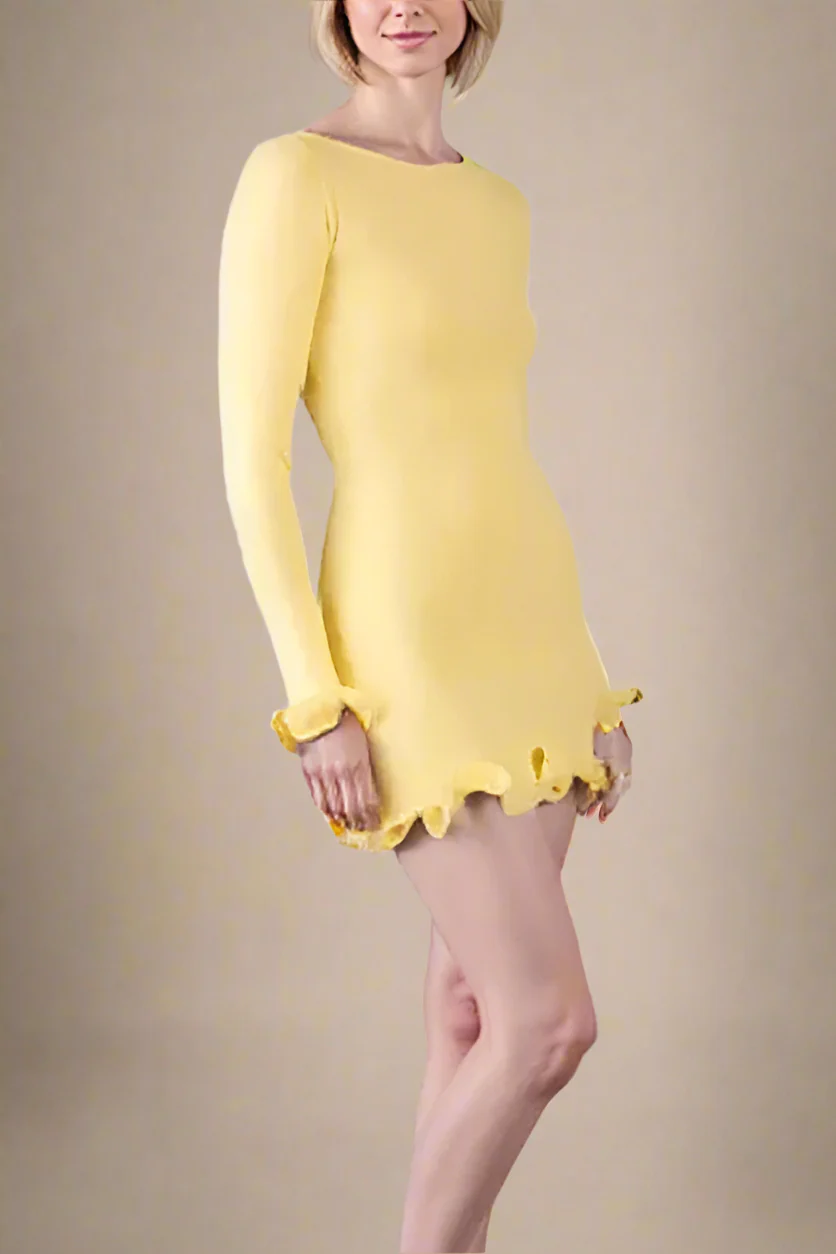 Regina Long Sleeve Mini Dress - Sun Yellow (Sale) - Image 3