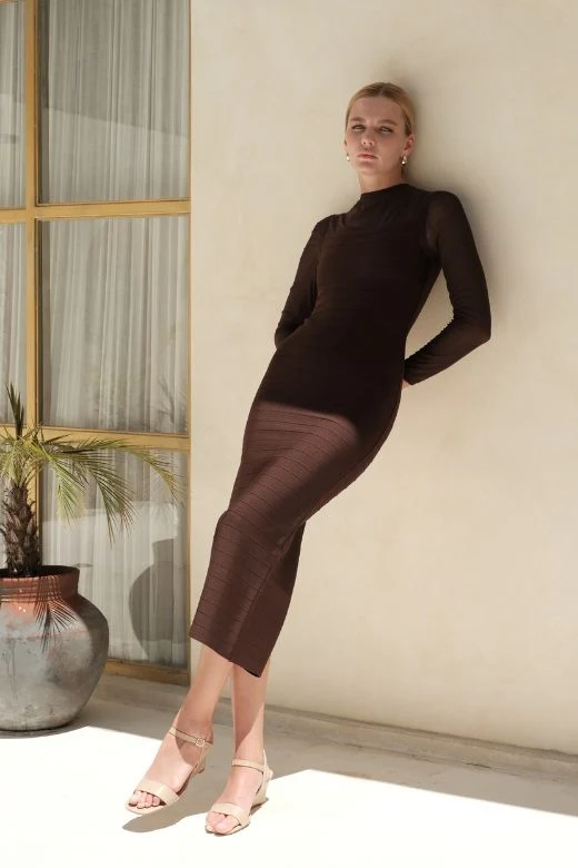 Robin Long Sleeve Bandage Maxi Dress - Lipstick Red - Image 7