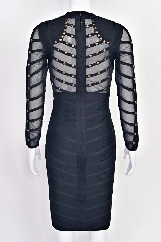 Rosa Long Sleeve Bodycon Dress - Classic Black - Image 10