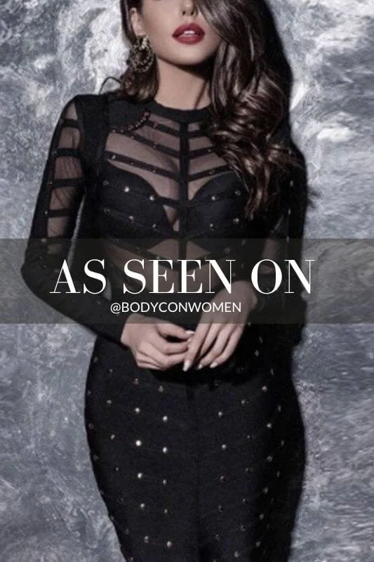 Rosa Long Sleeve Bodycon Dress - Classic Black - Image 12