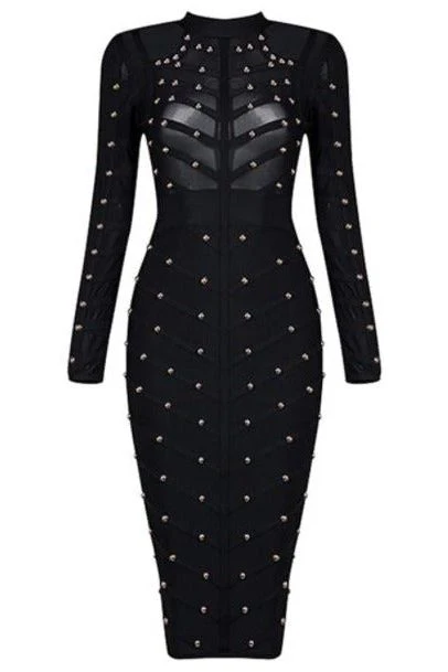 Rosa Long Sleeve Bodycon Dress - Classic Black - Image 2
