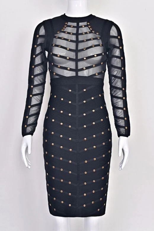 Rosa Long Sleeve Bodycon Dress - Classic Black - Image 8