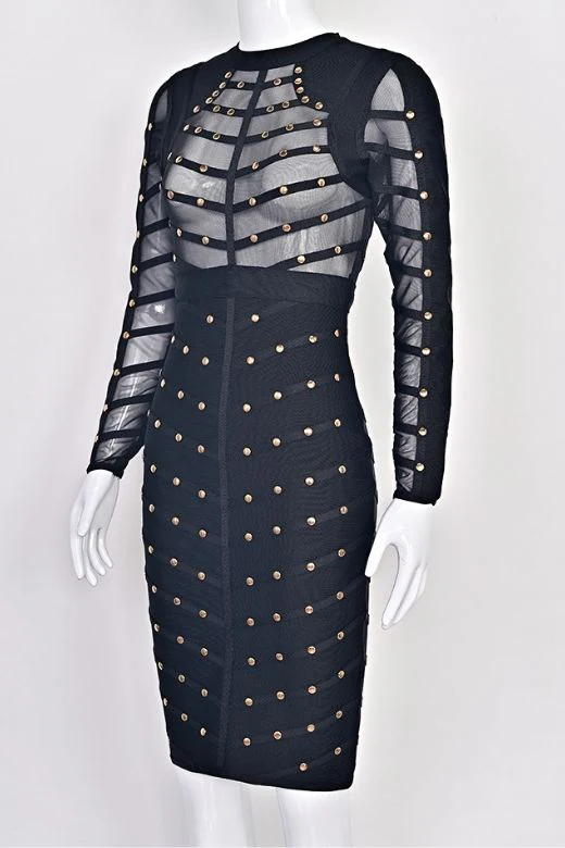 Rosa Long Sleeve Bodycon Dress - Classic Black - Image 9