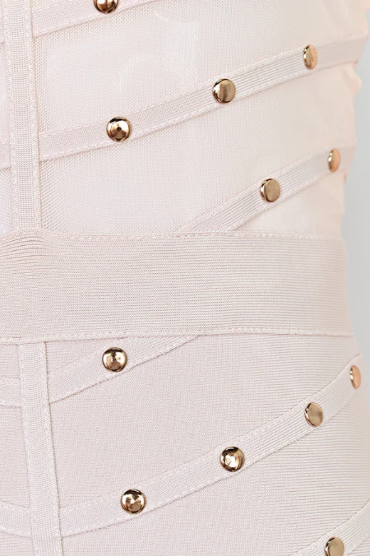 Rosa Long Sleeve Bodycon Dress - Cream - Image 9