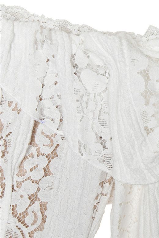 Rose Long Sleeve Bodycon Mini Dress - White Pearl - Image 8